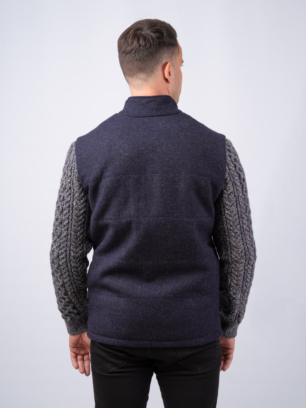 Navy Shackleton Jacket with Marl Navy Cable Knit Sleeve
