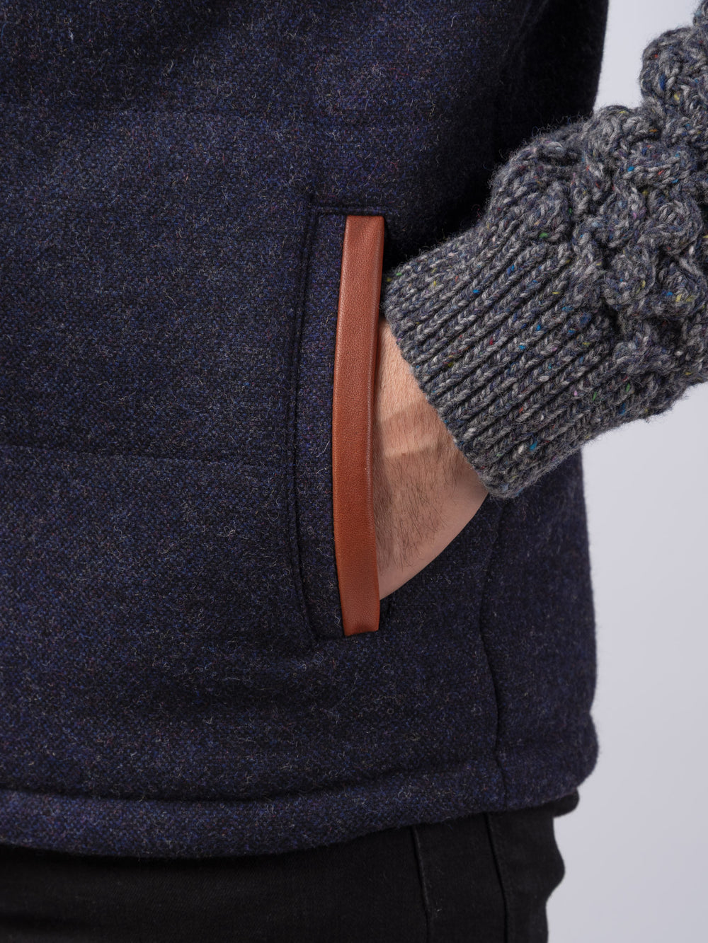 Navy Shackleton Jacket with Marl Navy Cable Knit Sleeve