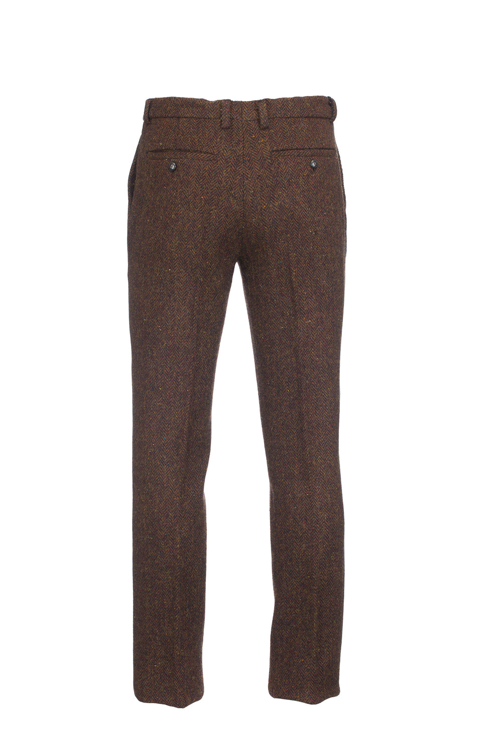 Pantalon en tweed à chevrons marron pour homme