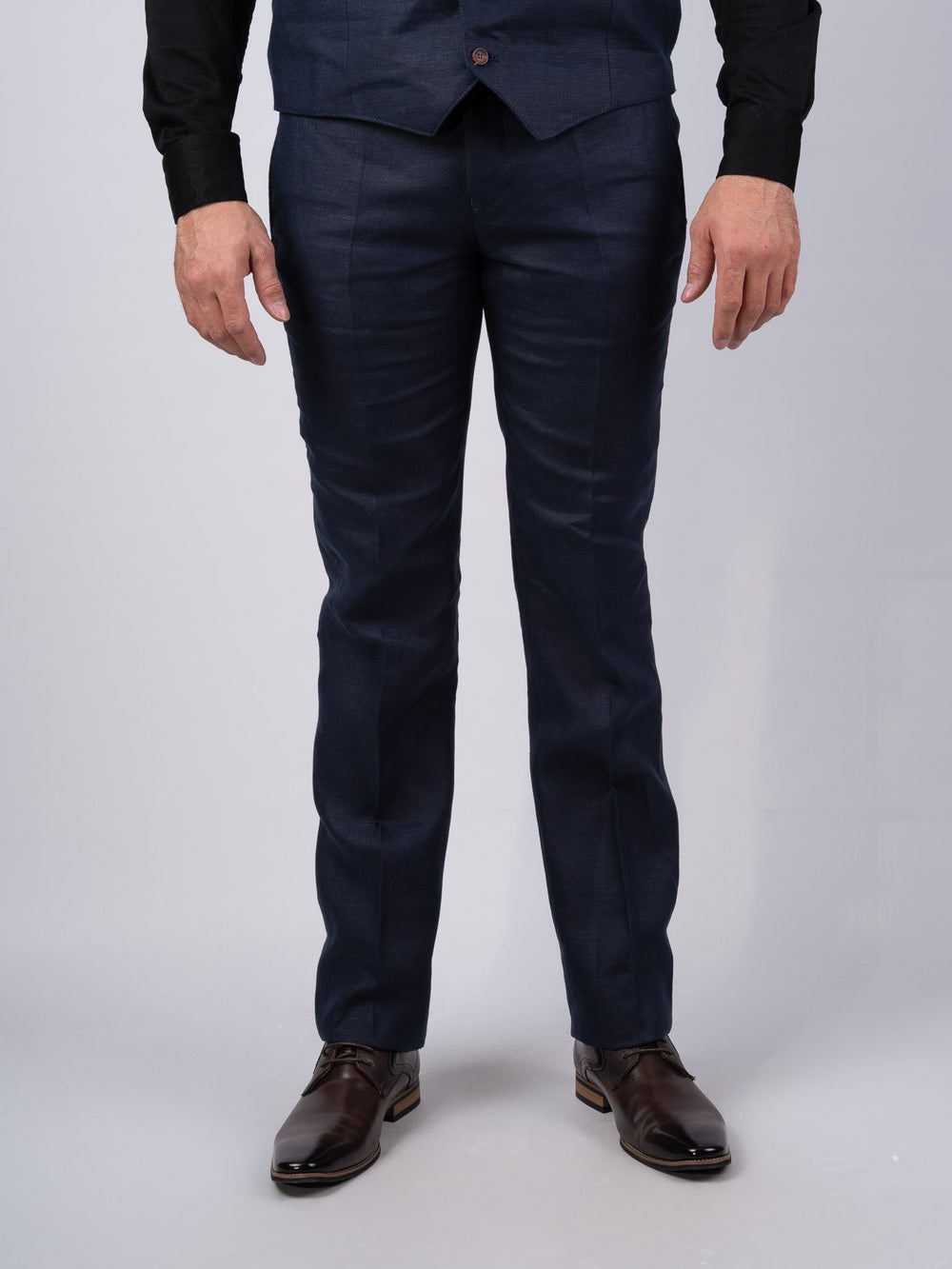 Mens Navy Irish Linen Trousers & Pants