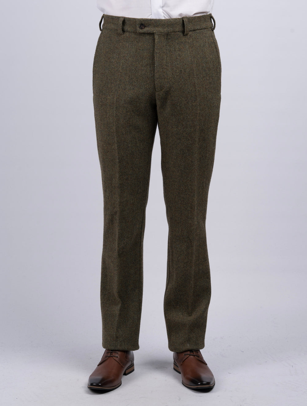 Men's Moss Green Tweed Trousers & Pants