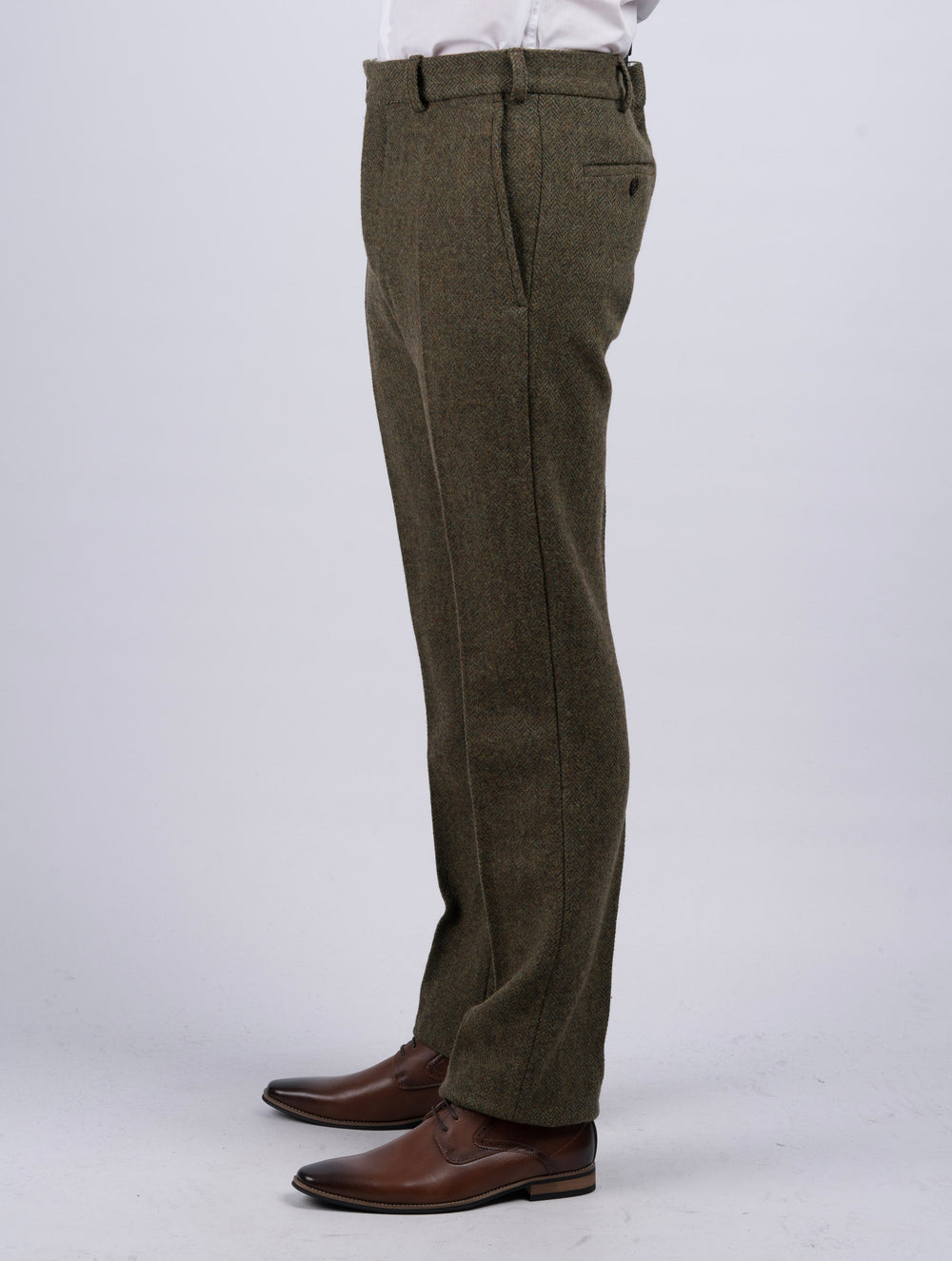 Men's Moss Green Tweed Trousers & Pants