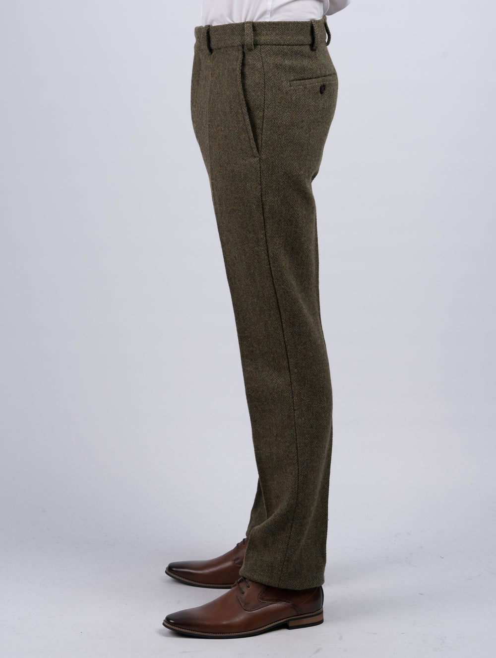 Men's Moss Green Tweed Trousers & Pants
