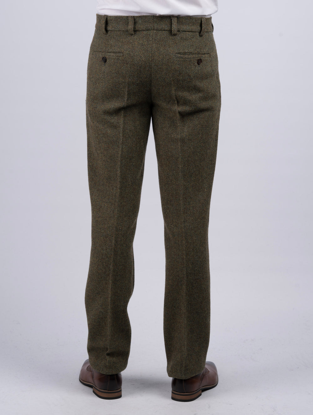 Men's Moss Green Tweed Trousers & Pants