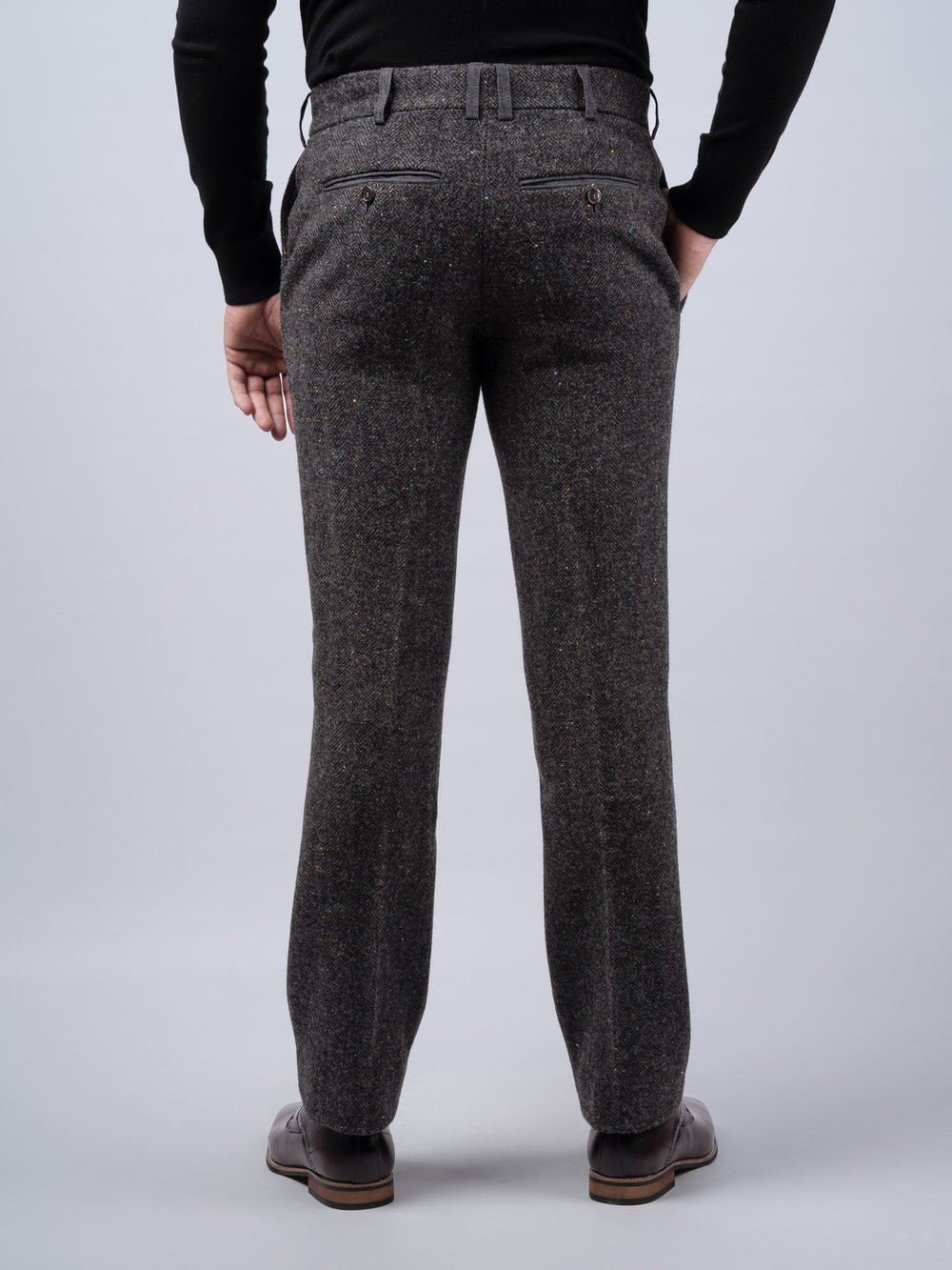 Men's Smoke Herringbone Tweed Trousers & Pants — Available to Preorder Now