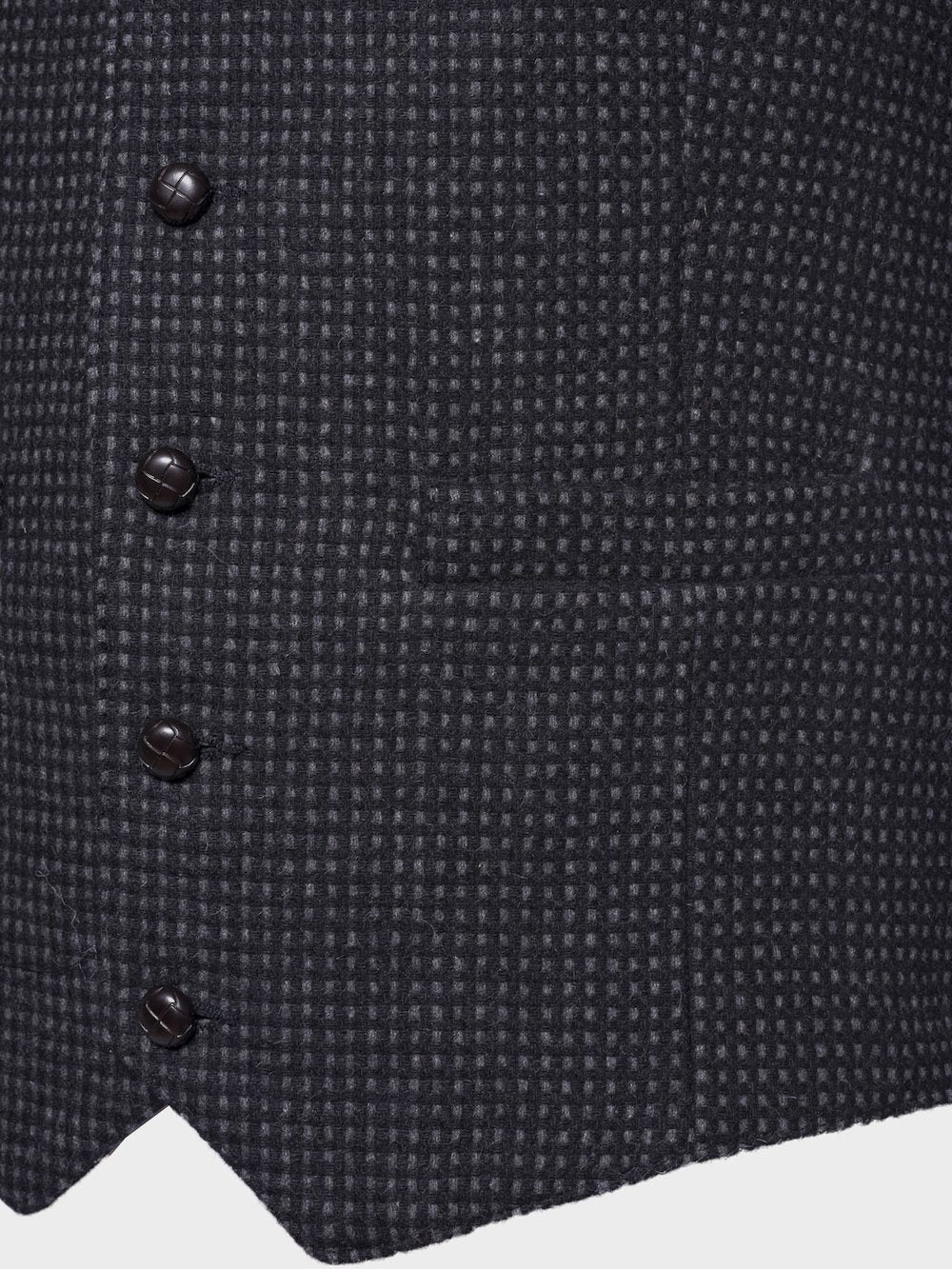 Black with Grey Check Pattern Tweed Waistcoat