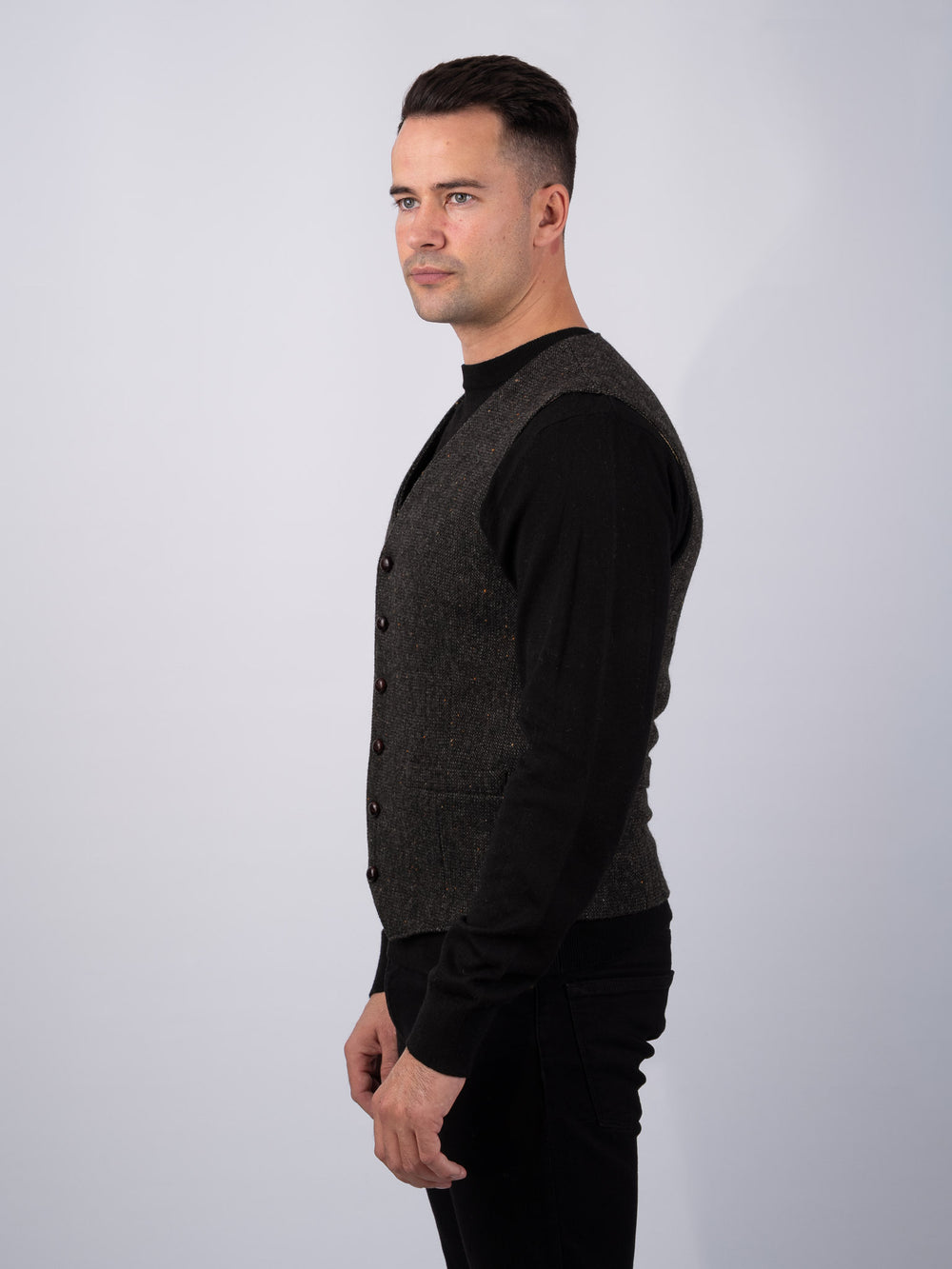 Oscar Wilde Brown Hopsack Tweed Waistcoat & Vest