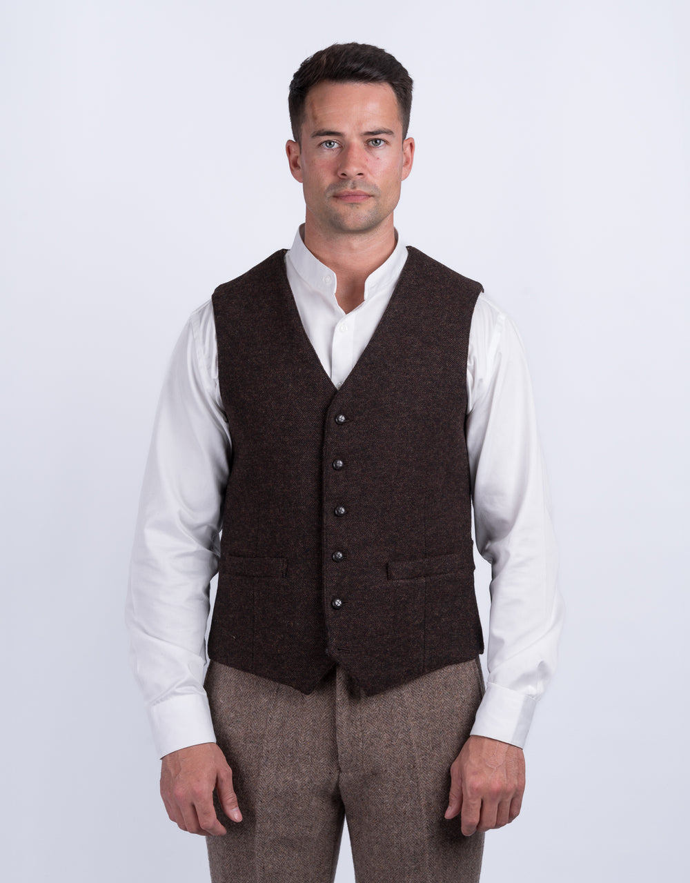 Mid Brown Tweed Waistcoat & Vest