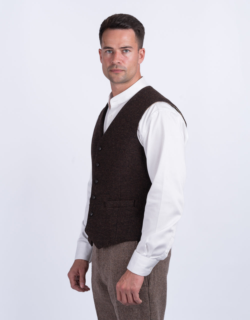 Mid Brown Tweed Waistcoat & Vest