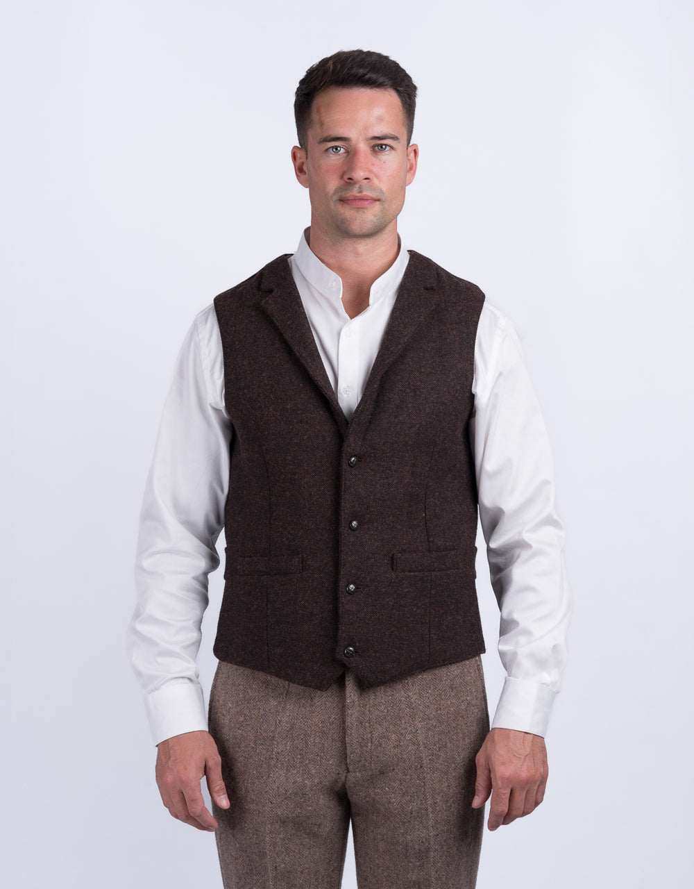 Burns – Weste „Barleycorn“ in Braun mit Revers