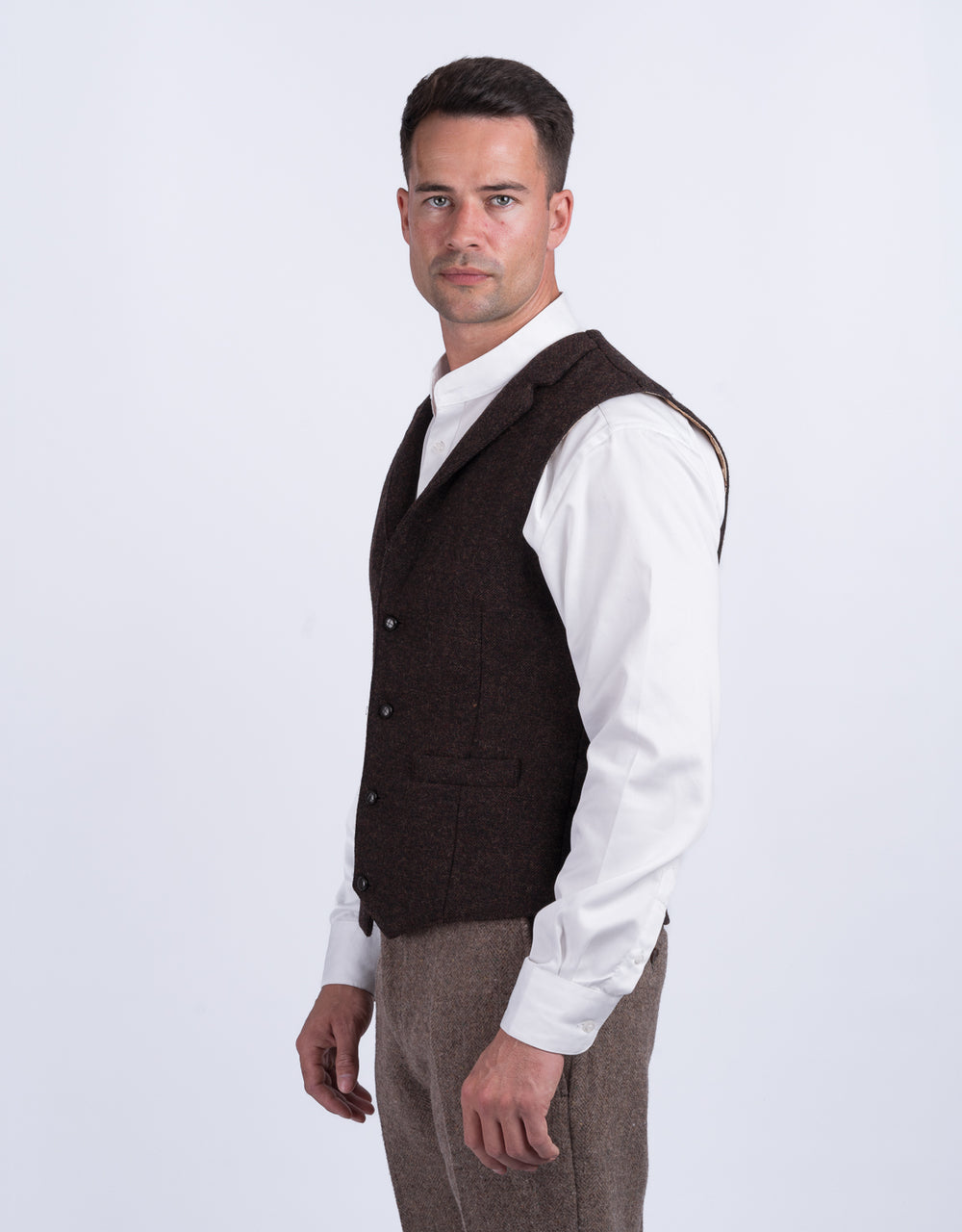 Burns – Weste „Barleycorn“ in Braun mit Revers