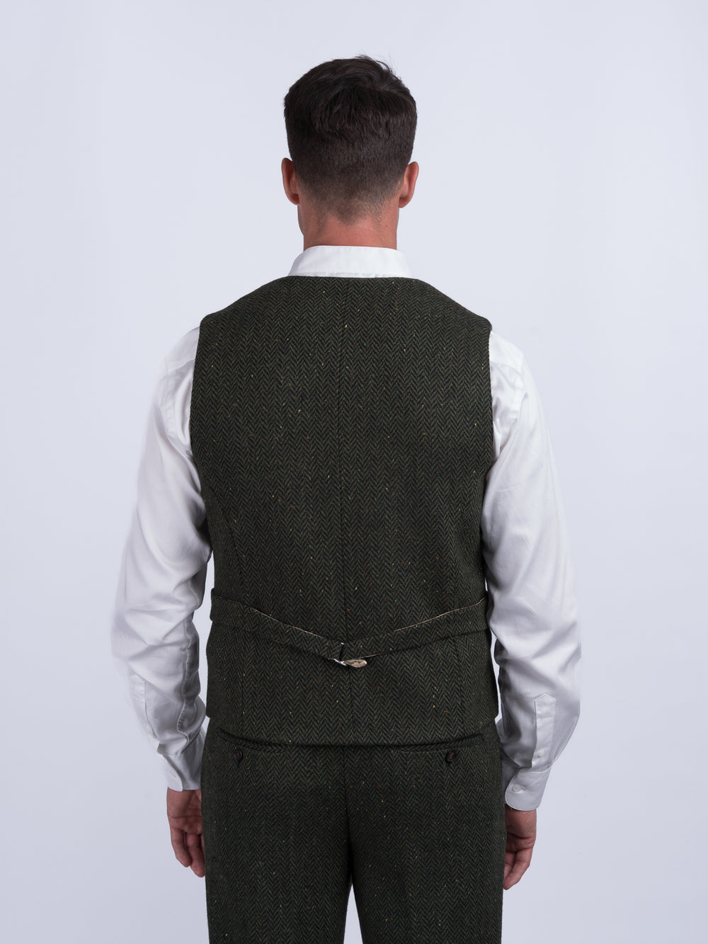 Gilet et gilet en tweed à chevrons vert McDonagh