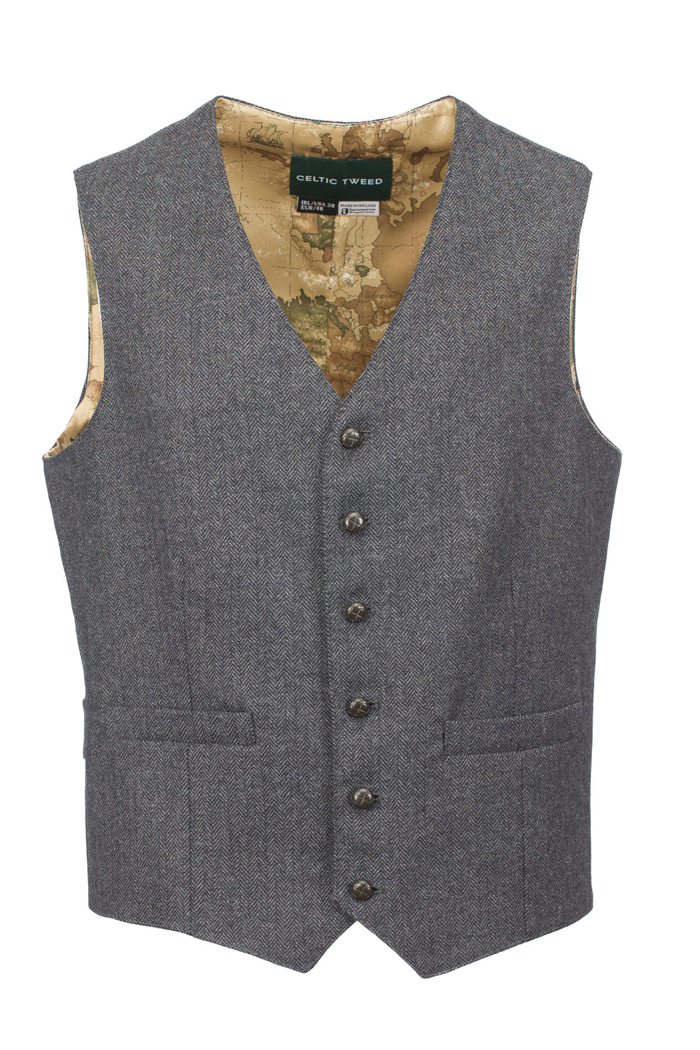 Behan Grey Herringbone Tweed Waistcoat & Vest