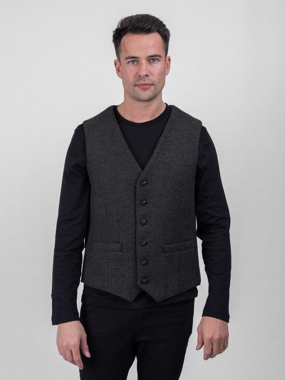 Light Green Tweed Waistcoat & Vest