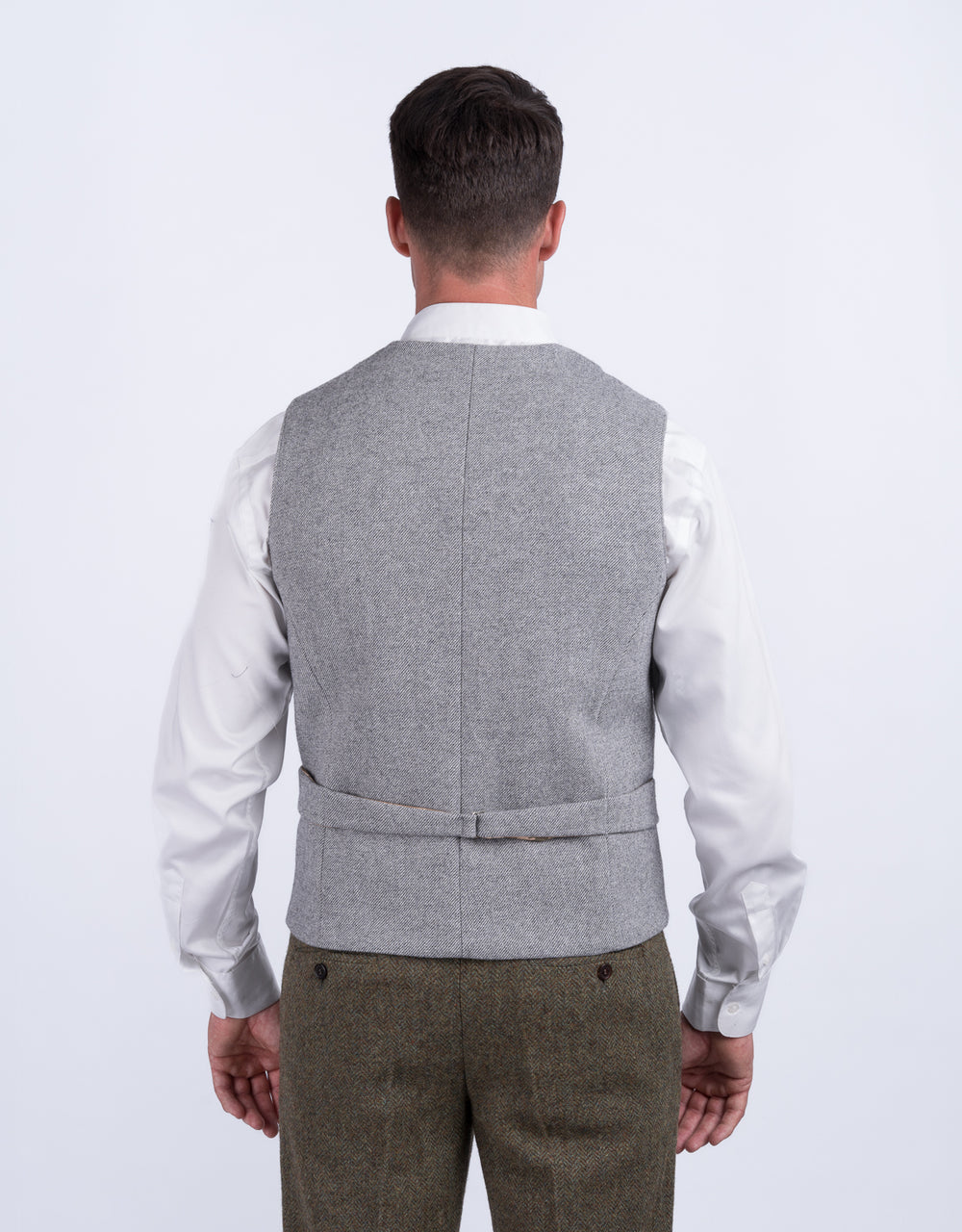 Light Grey Twill Tweed Waistcoat & Vest