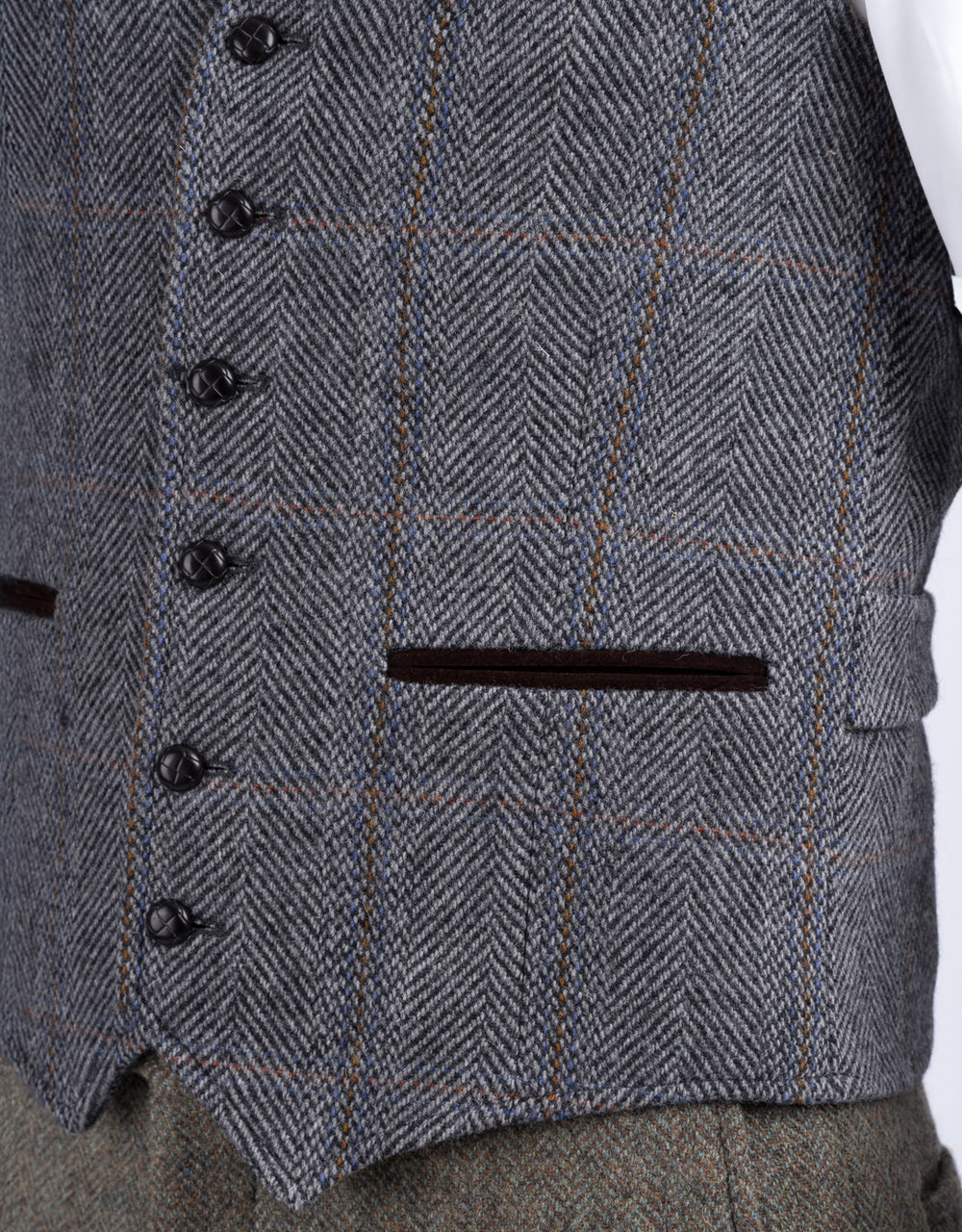 Gilet et gilet de chasse en tweed gris