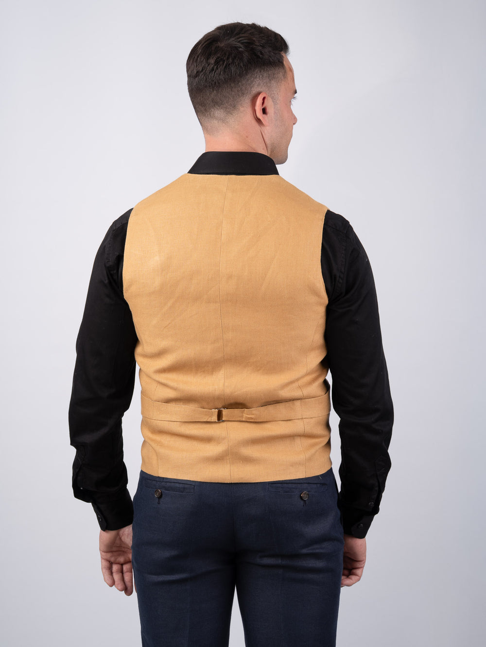 Mens Caramel Linen Waistcoat & Vest