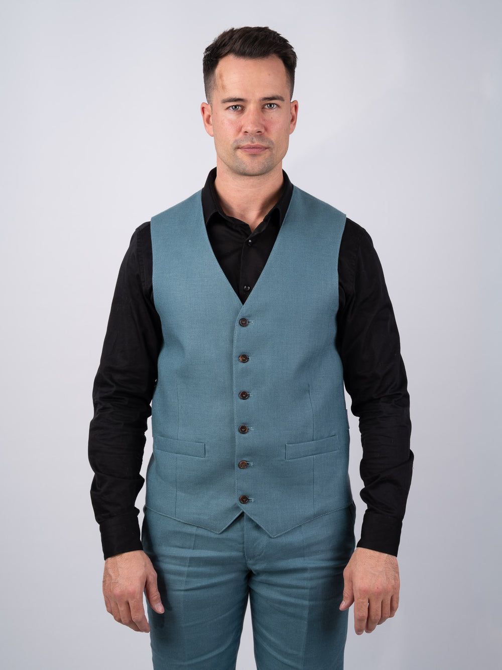 Mens Seafoam Linen Waistcoat & Vest