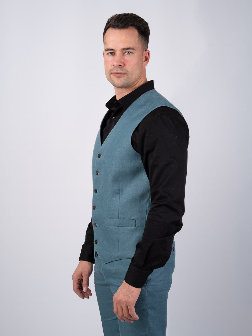 Mens Seafoam Linen Waistcoat & Vest