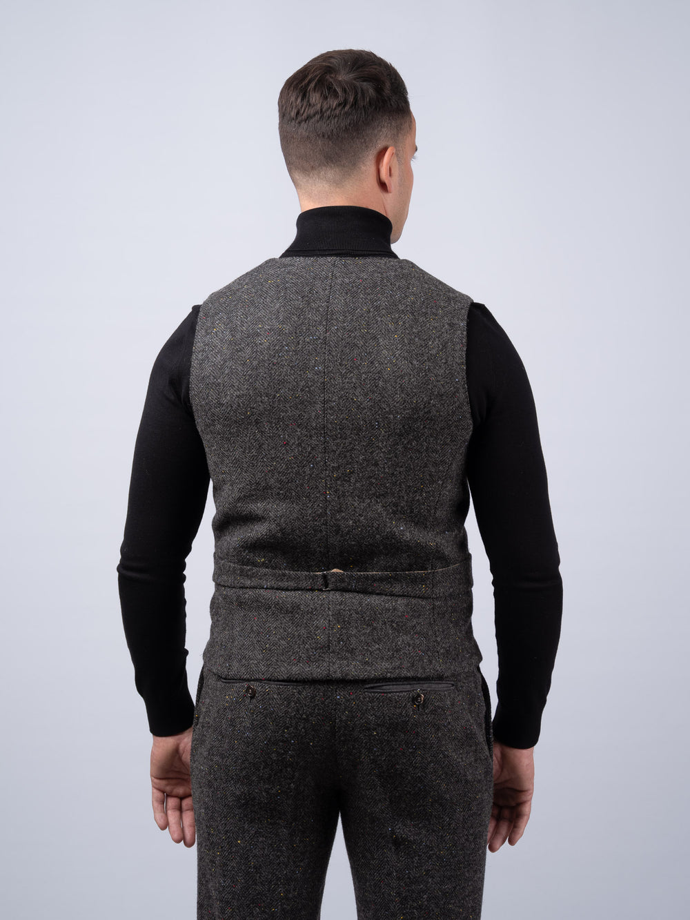 Smoke Herringbone Tweed Waistcoat & Vest with Moleskin Trim — Available to Preorder Now