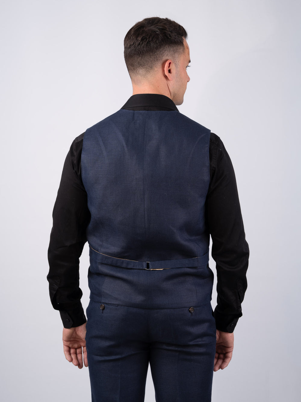 Mens Navy Linen Waistcoat & Vest