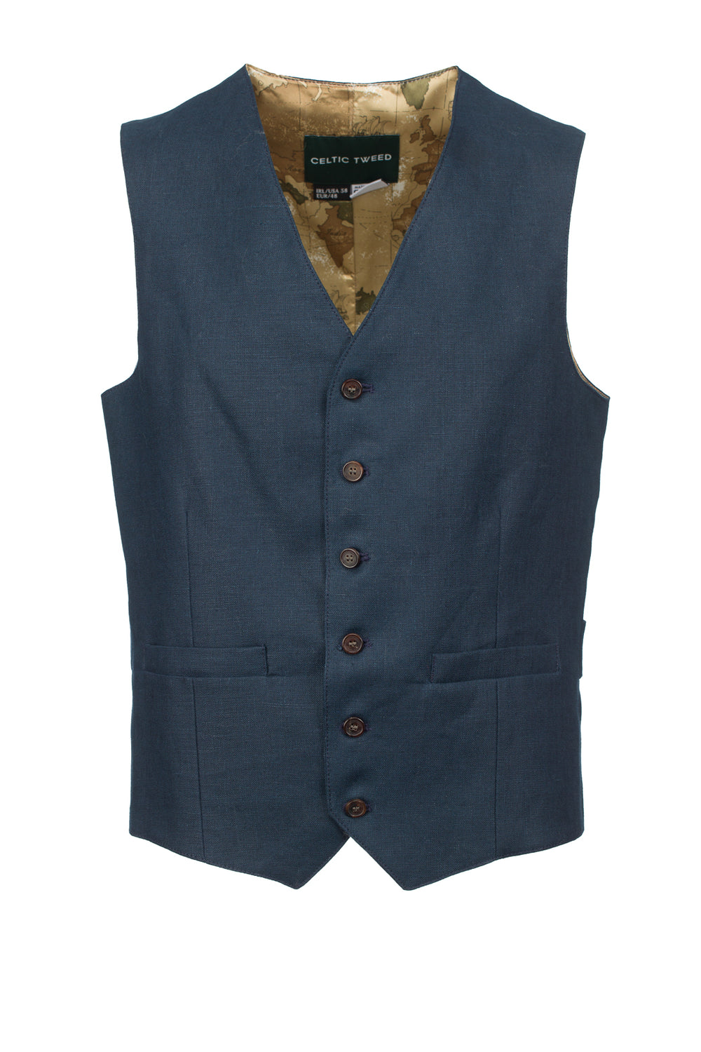 Mens Navy Linen Waistcoat & Vest