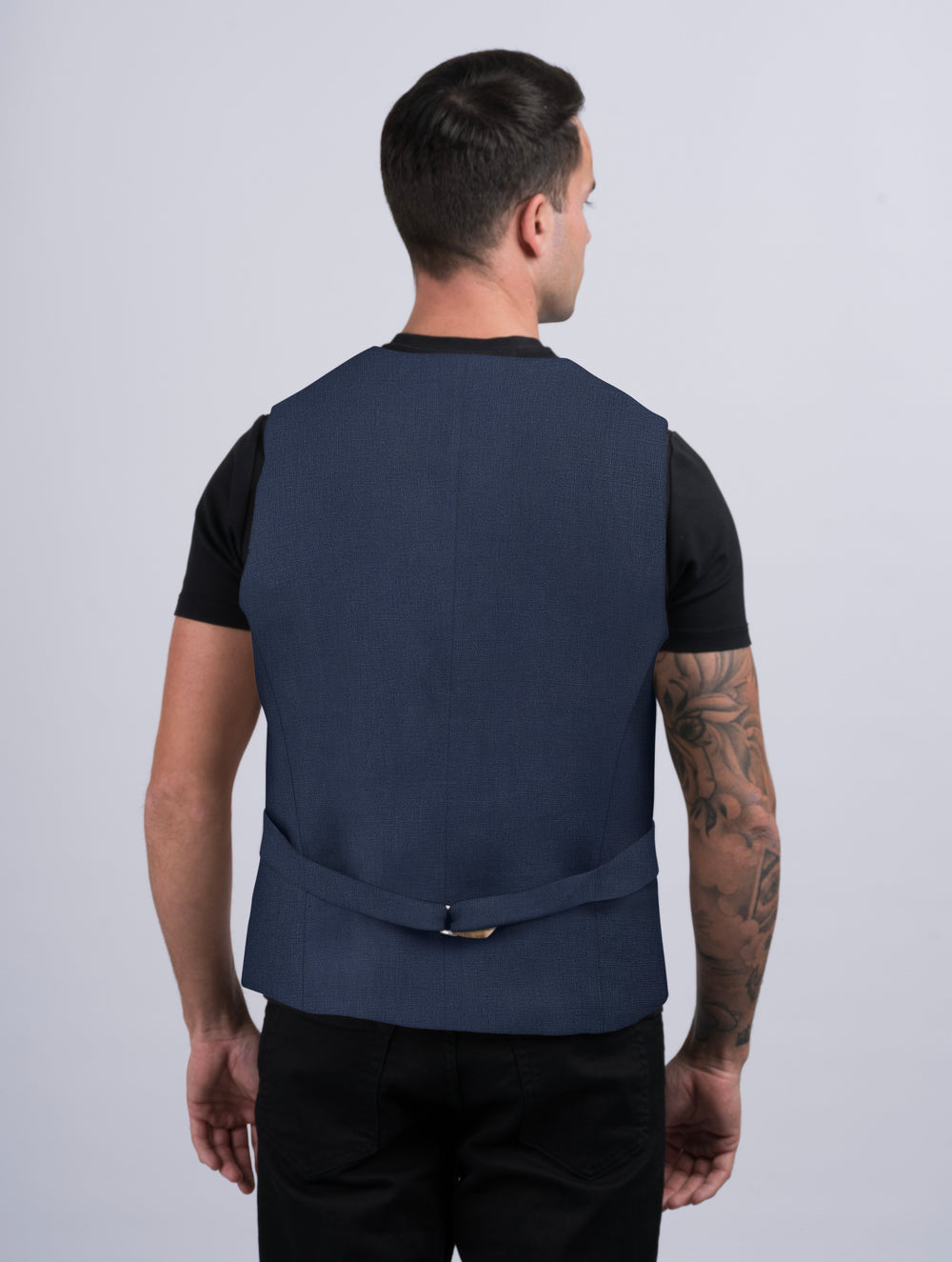 Mens Navy Linen Waistcoat & Vest