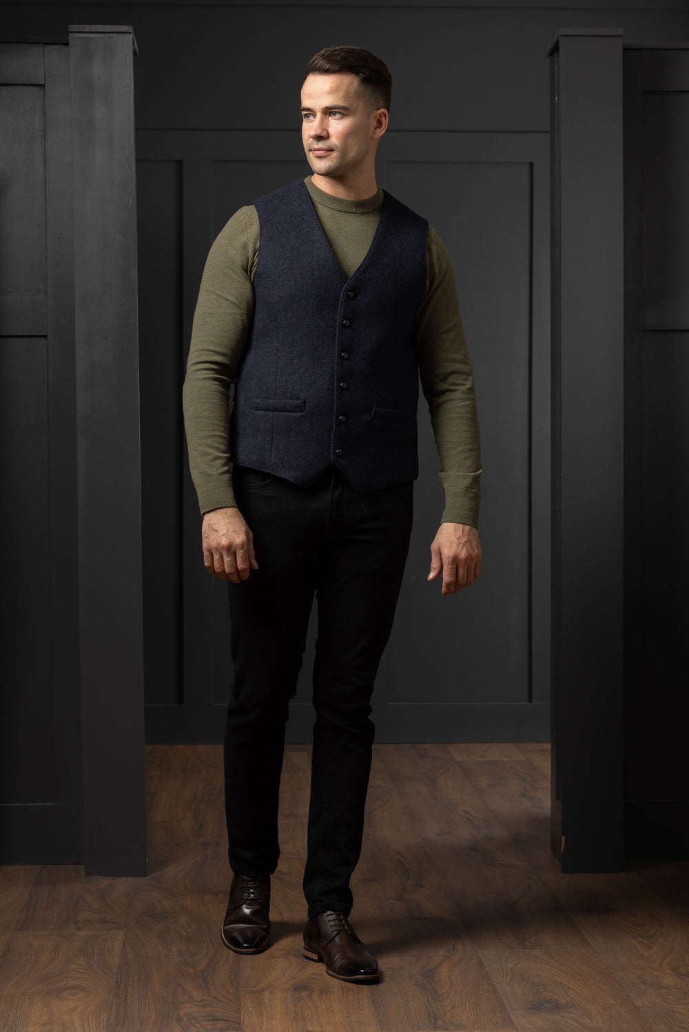 Ryan Navy Twill Tweed Waistcoat & Vest
