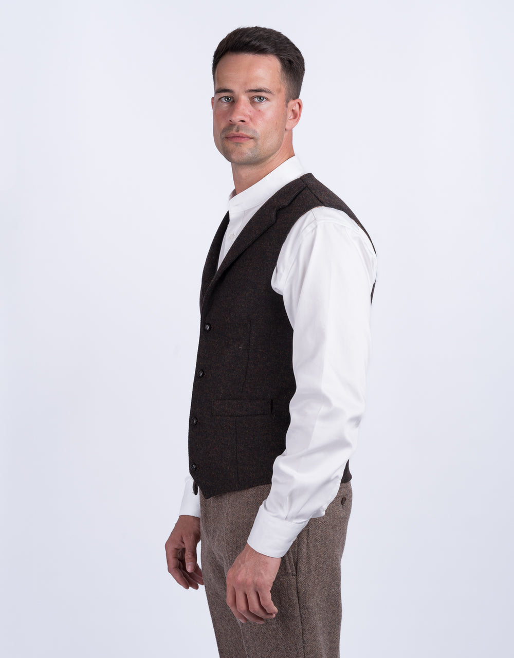 O'Ceallaigh Torf-Weste aus irischem Tweed mit Revers