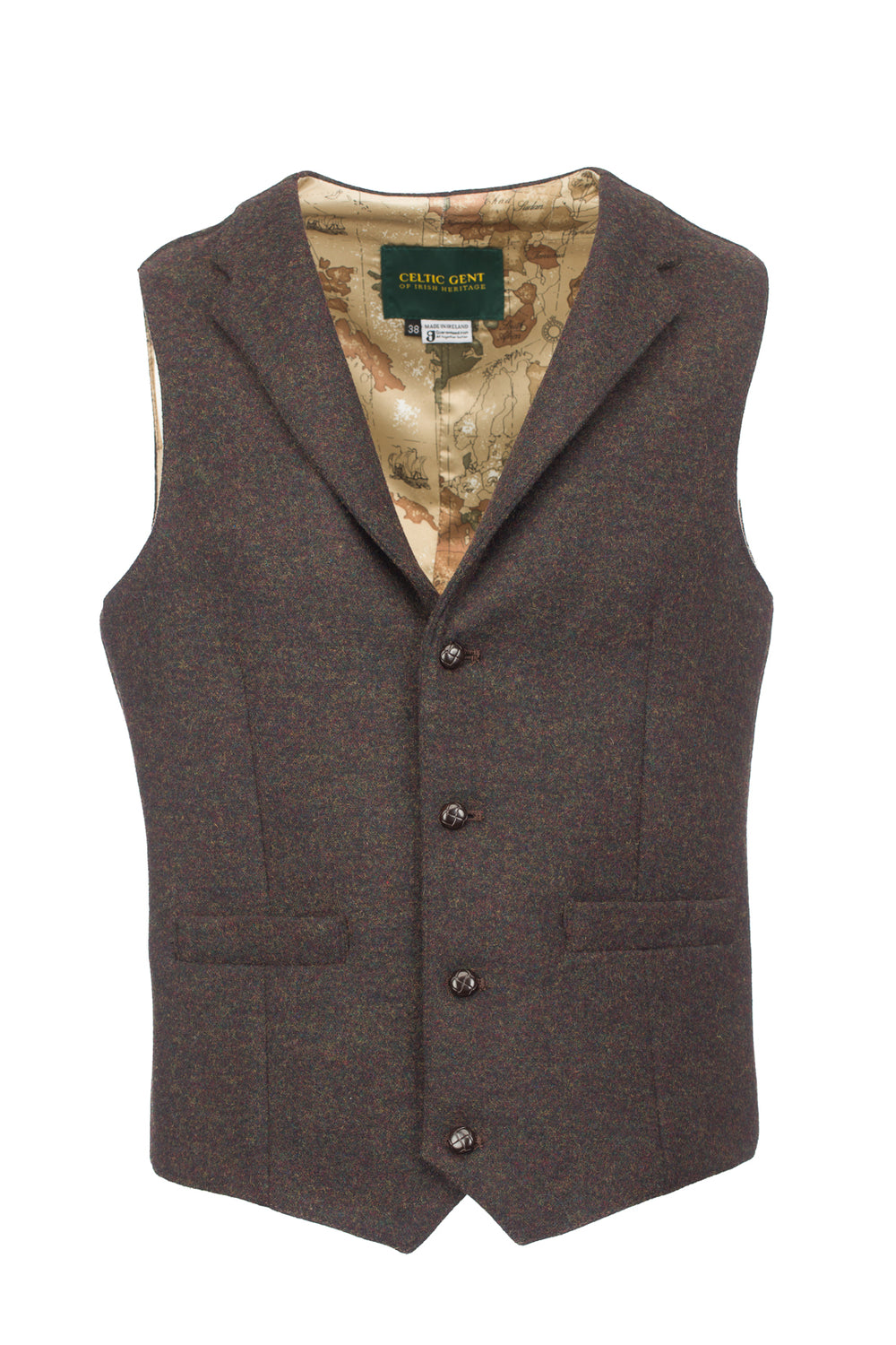 O'Ceallaigh Torf-Weste aus irischem Tweed mit Revers