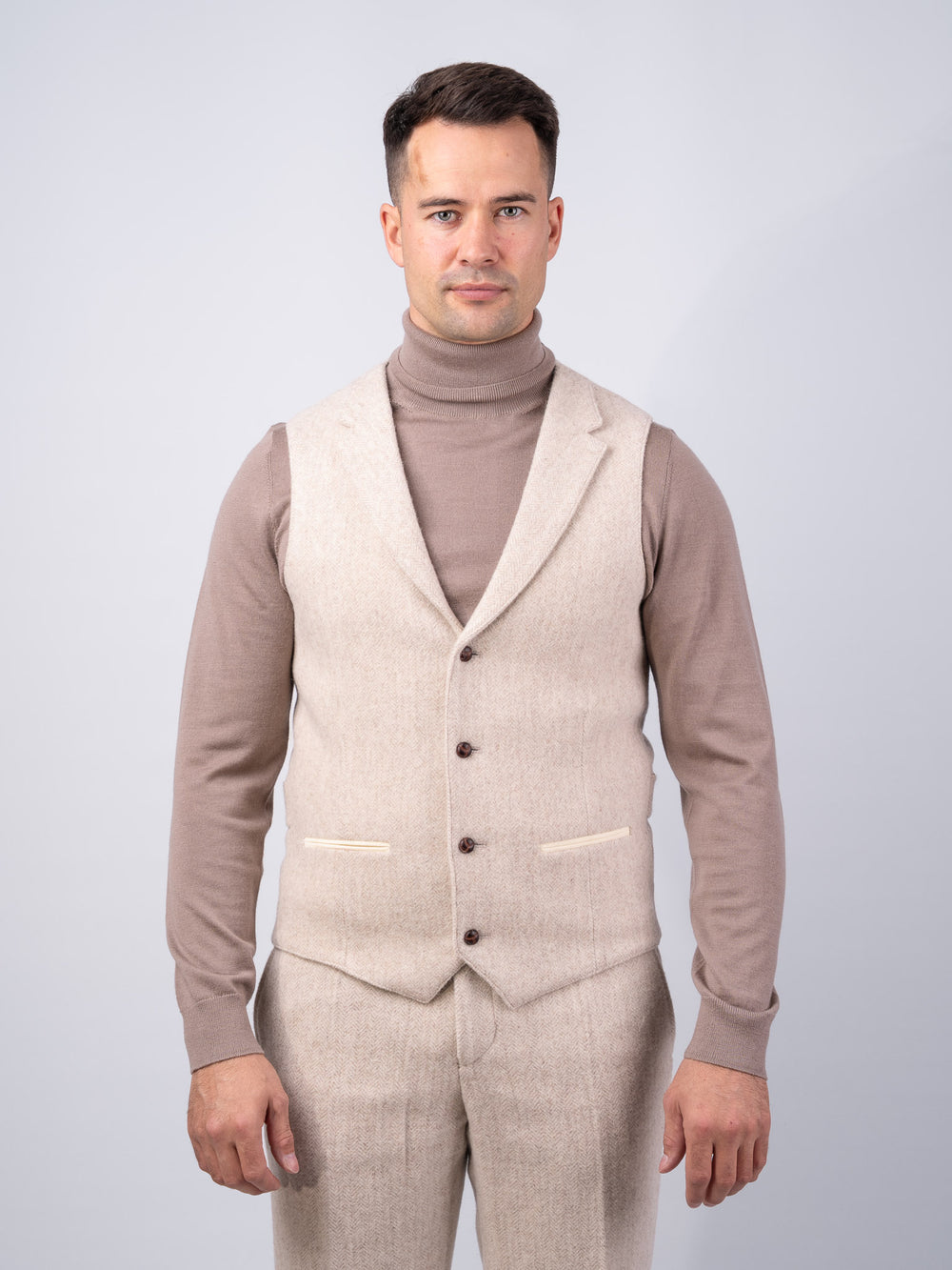 Alpaca Tweed Waistcoat & Vest With Revere