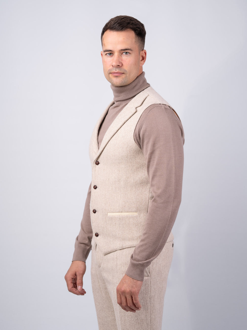 Alpaca Tweed Waistcoat & Vest With Revere