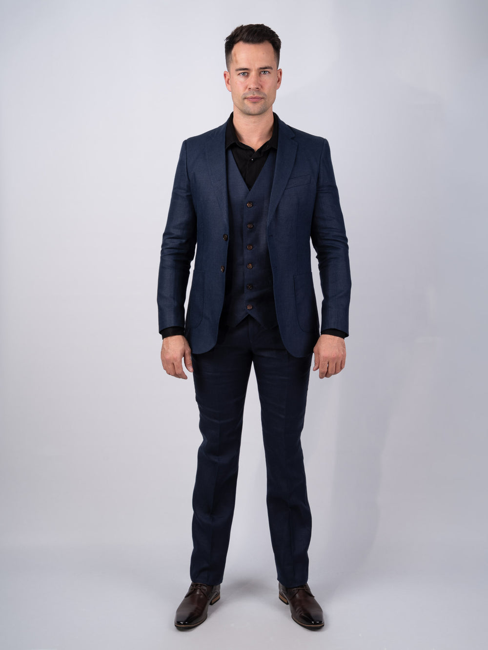 Irish Linen Navy Three Piece Suit