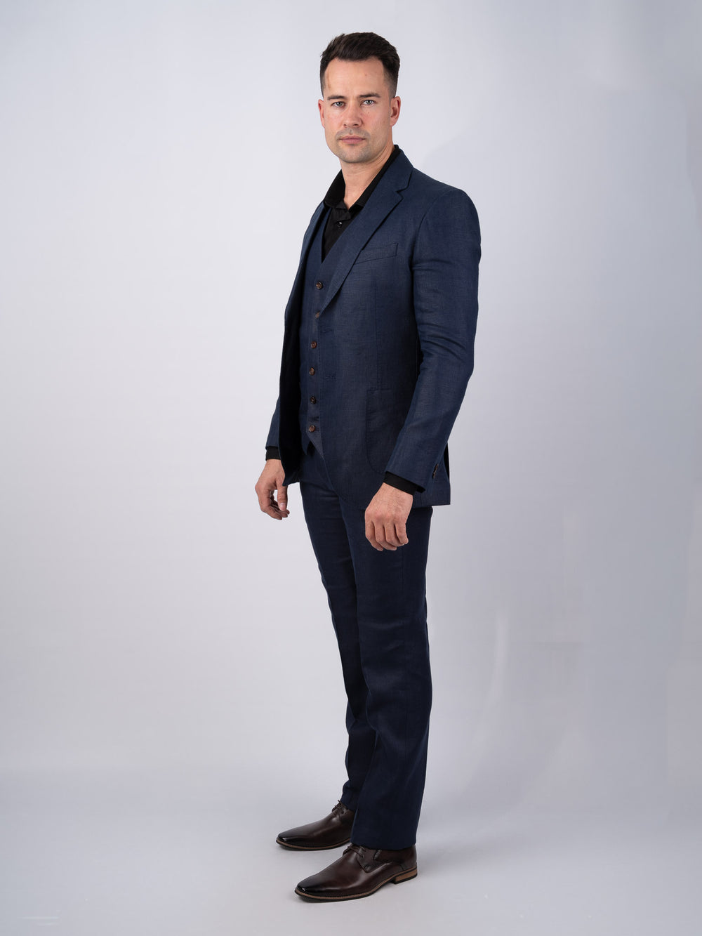 Irish Linen Navy Three Piece Suit