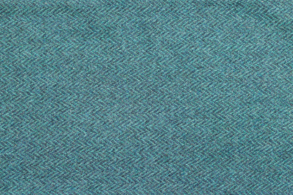 Ocean Blue Herringbone Tweed Snood Scarf with Reversible Velvet