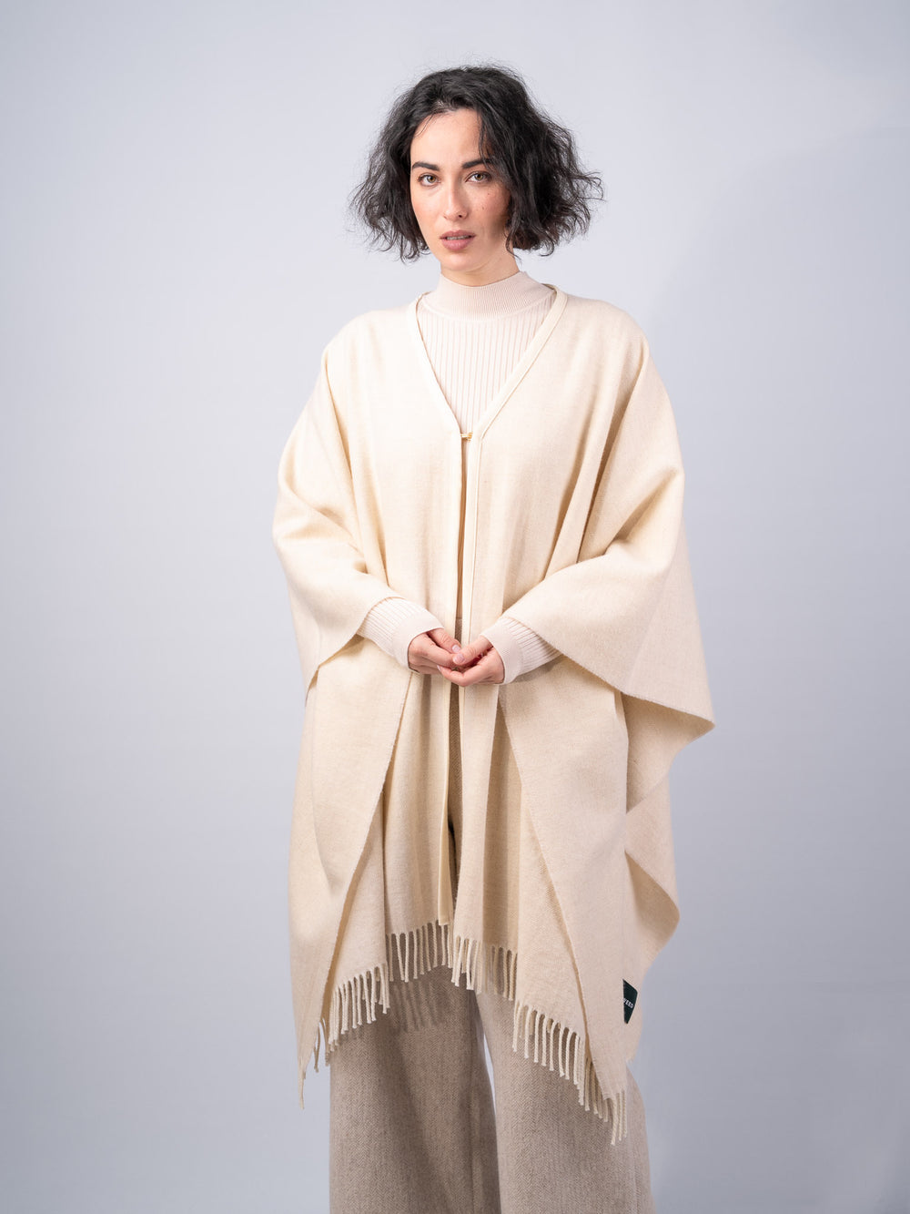 Women's Linen Herringbone Lambswool Brat Shawl