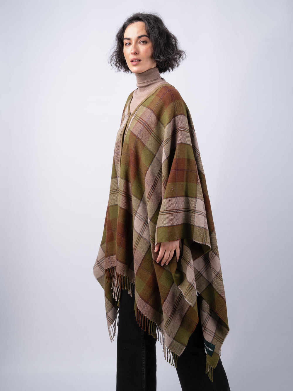 Women's Moss Check Lambswool Brat Shawl