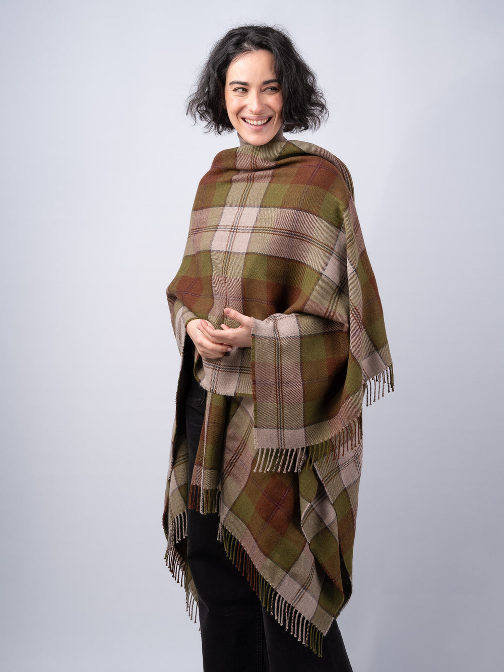 Women's Moss Check Lambswool Brat Shawl