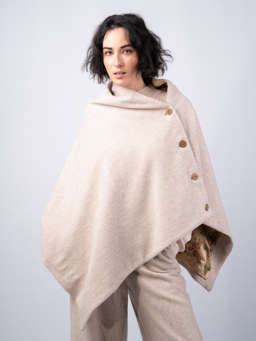 Women's Alpaca Tweed Wool Cape & Cloak
