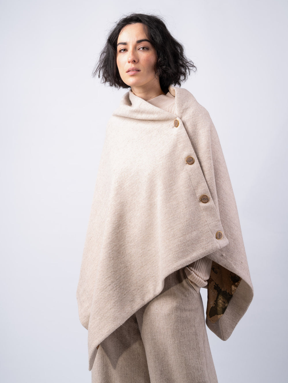 Women's Alpaca Tweed Wool Cape & Cloak