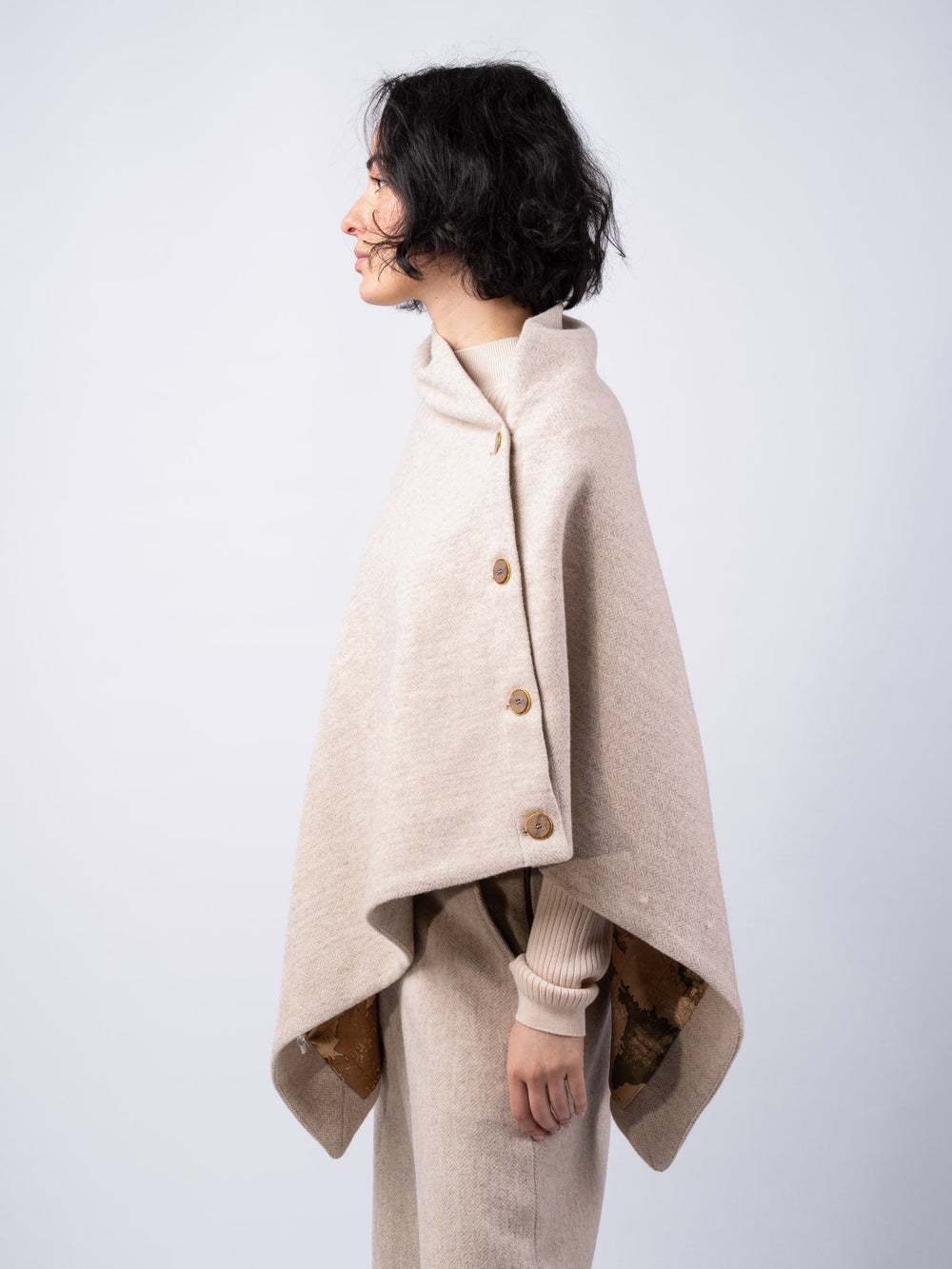 Women's Alpaca Tweed Wool Cape & Cloak
