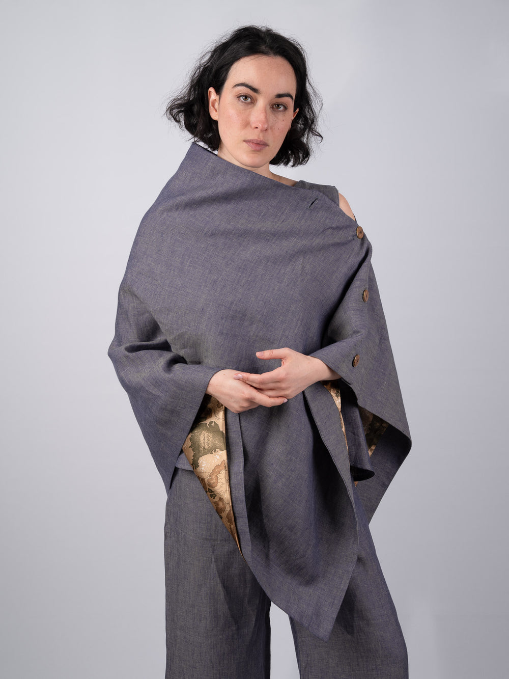 Women's Denim Linen Cape