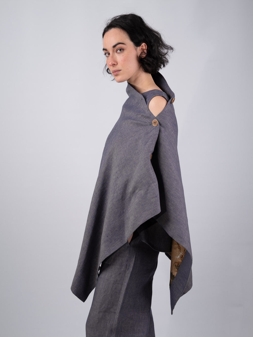 Women's Denim Linen Cape