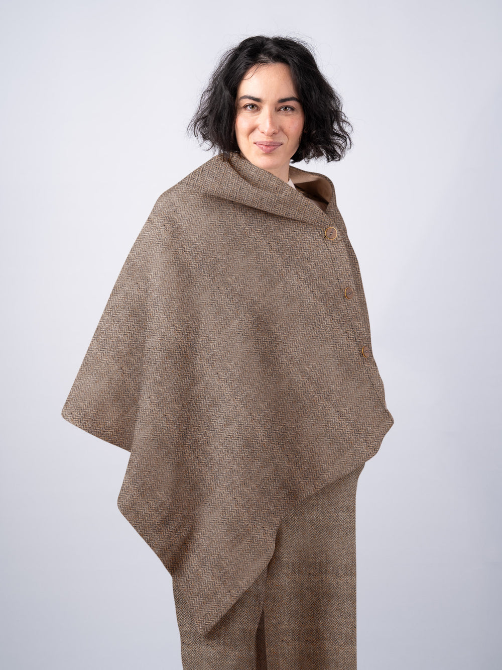 Women's Oak Herringbone Tweed Cape & Cloak