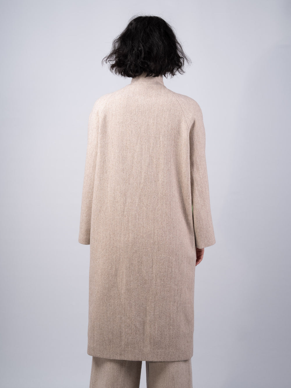 Women's Alpaca Tweed Funnel Neck Coat