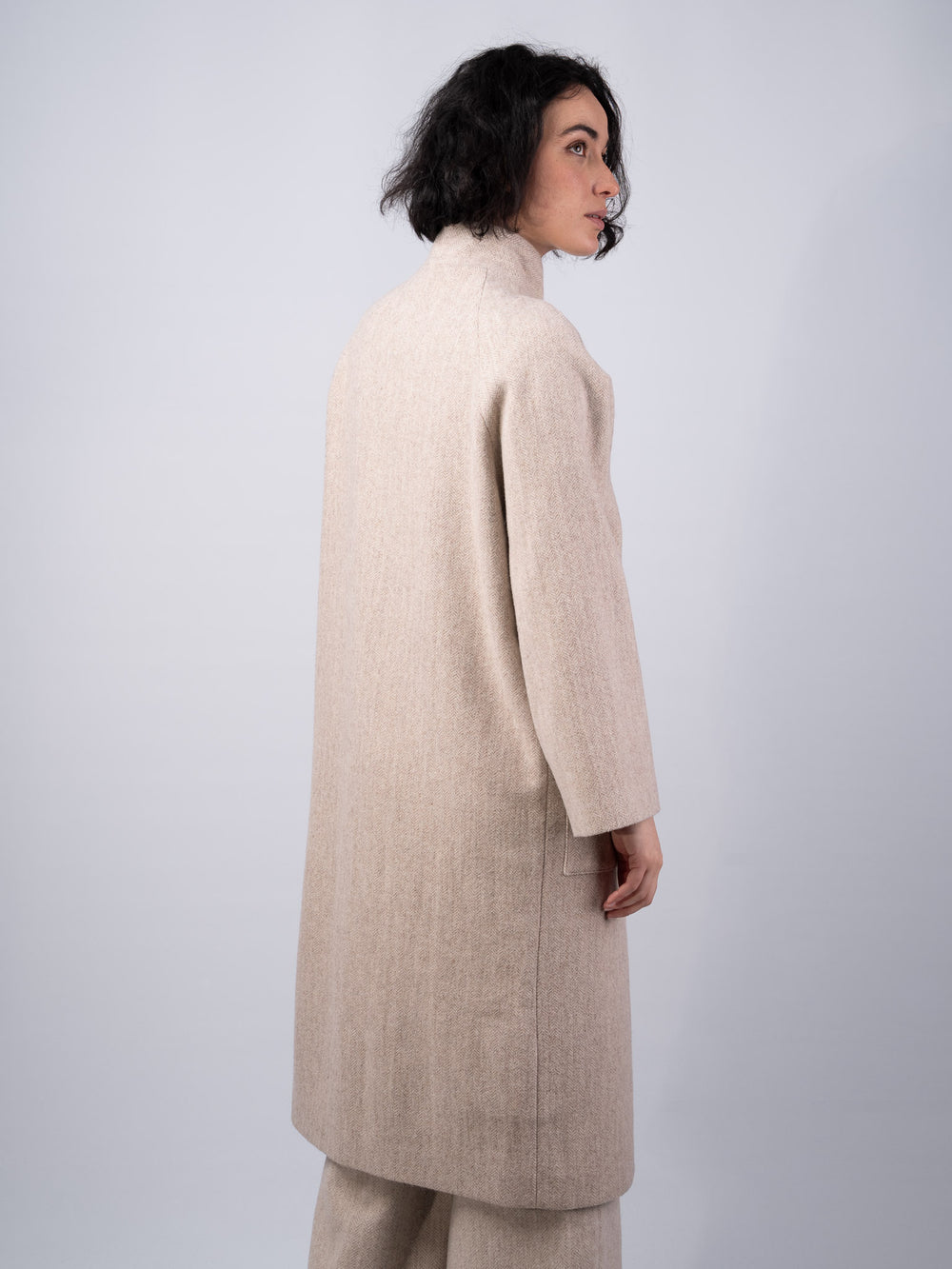 Women's Alpaca Tweed Funnel Neck Coat