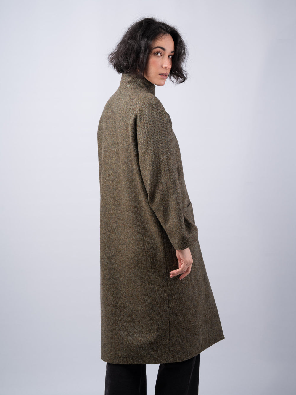 Women's Moss Tweed Funnel Neck Coat — Available to Preorder Now