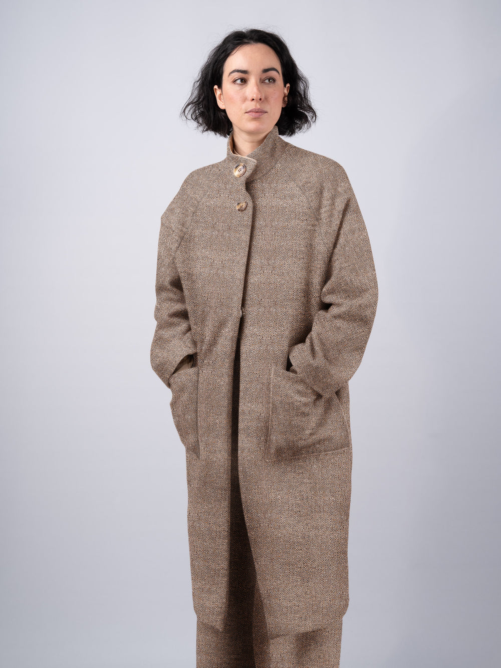 Women's Oak Tweed Funnel Neck Coat