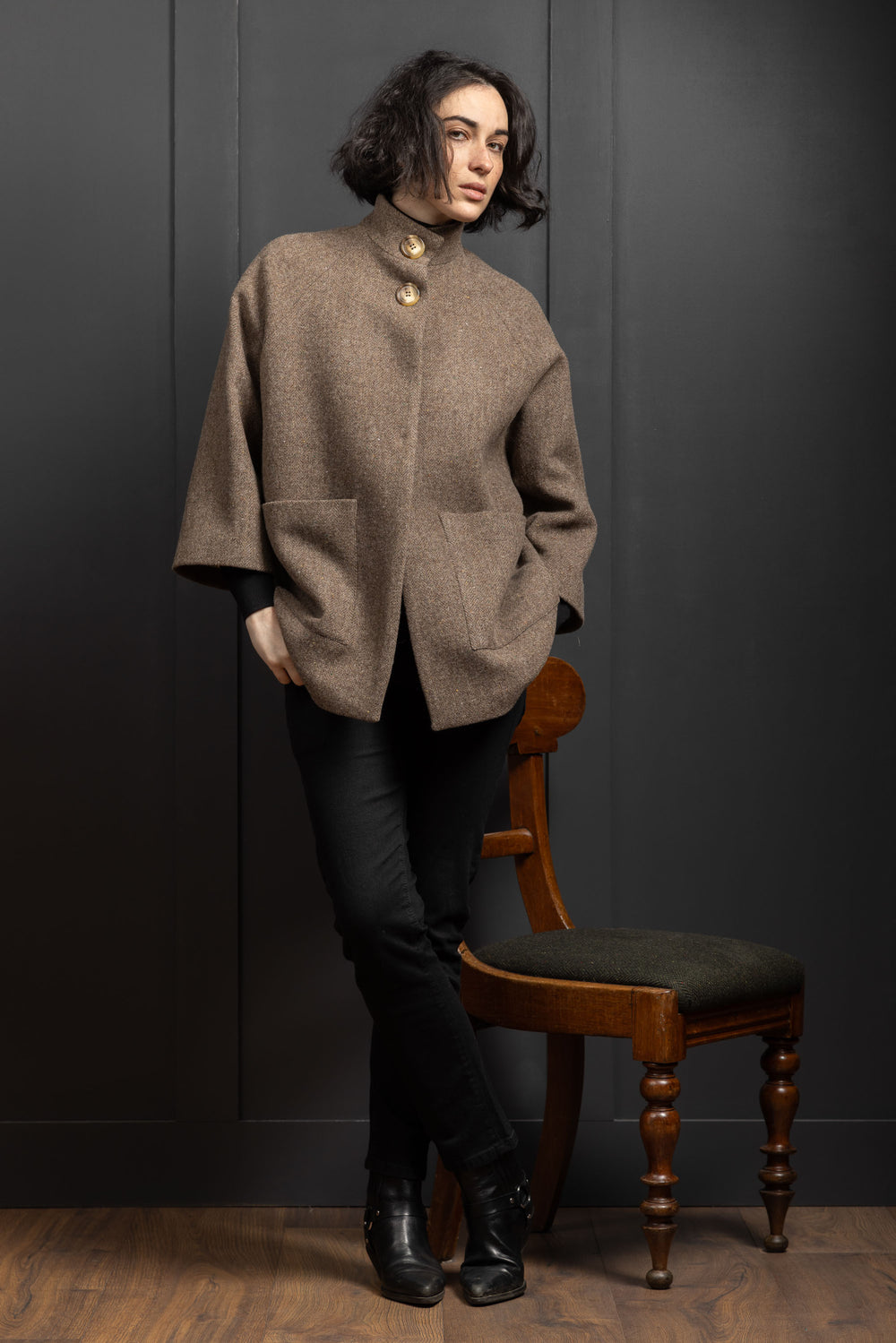 Women's Fawn Tweed Cape Coat