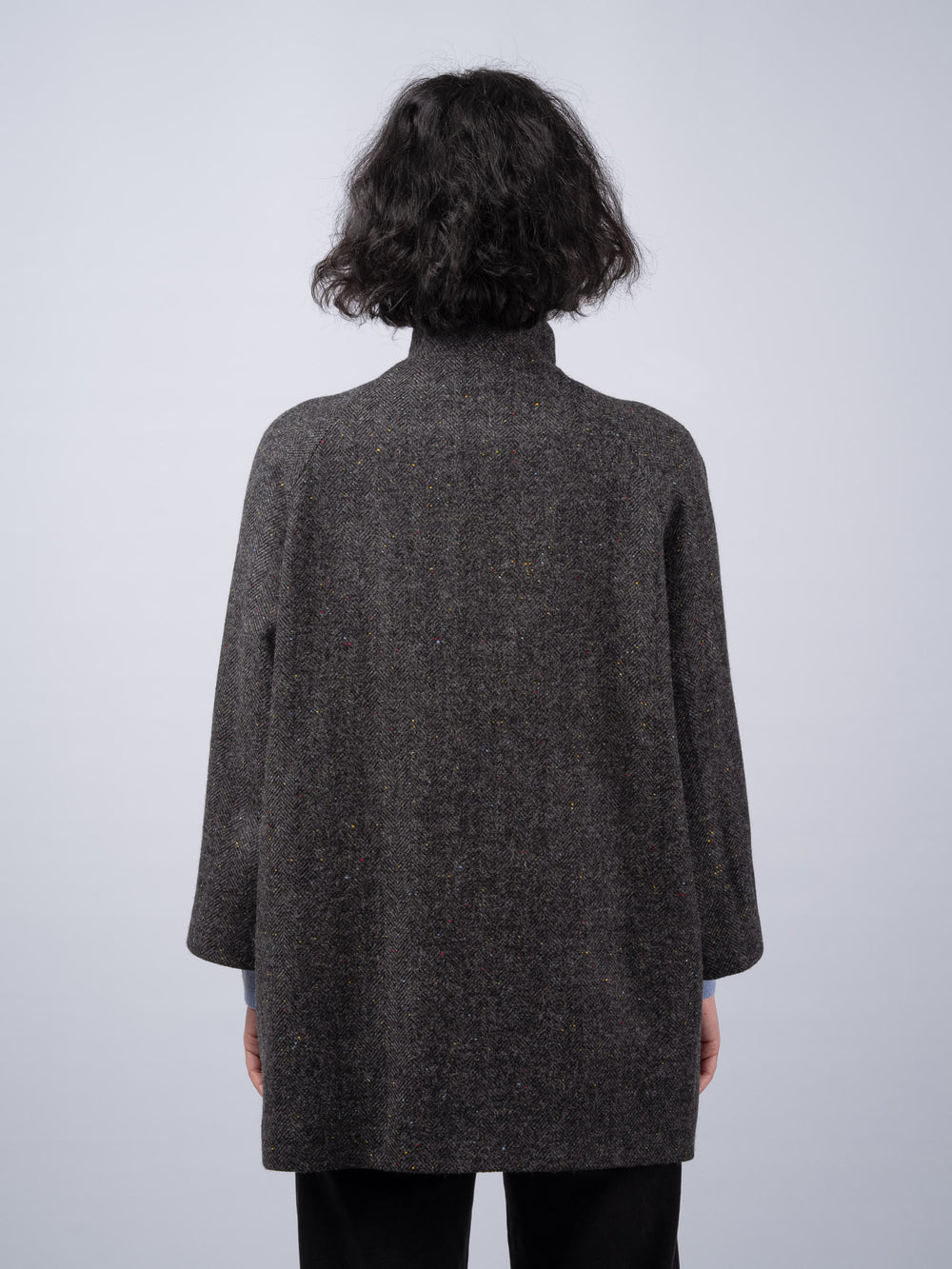 Women's Smoke Herringbone Tweed Cape Coat — Available to Preorder Now